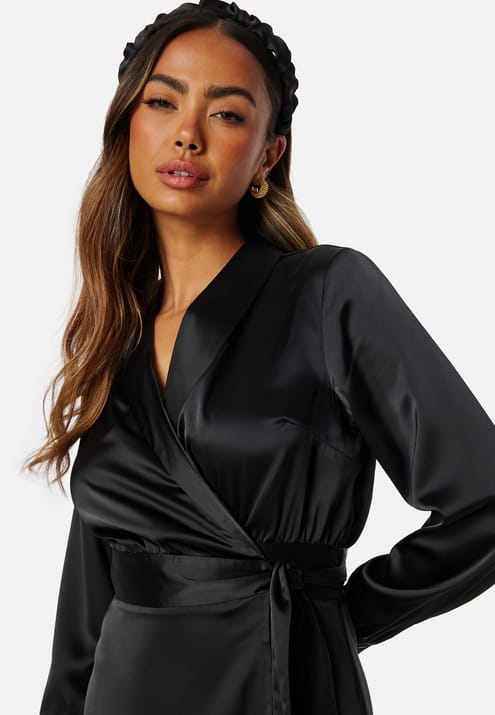 BUBBLEROOM Terilee Satin Wrap Dress