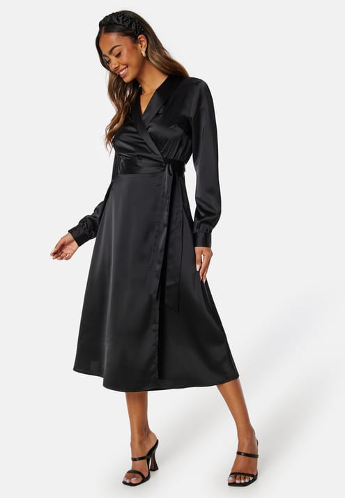 BUBBLEROOM Terilee Satin Wrap Dress