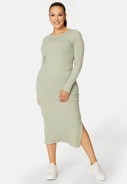 BUBBLEROOM Vendela drapy striped dress