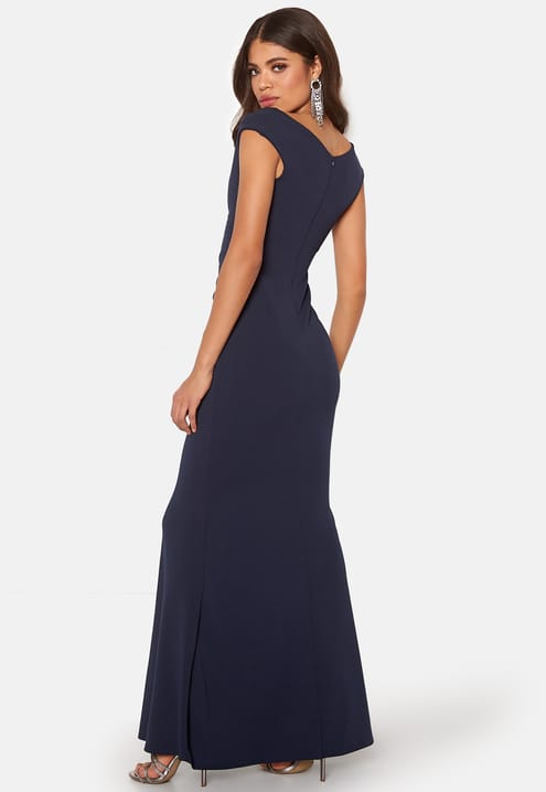 Goddiva Bardot Pleat Maxi Dress