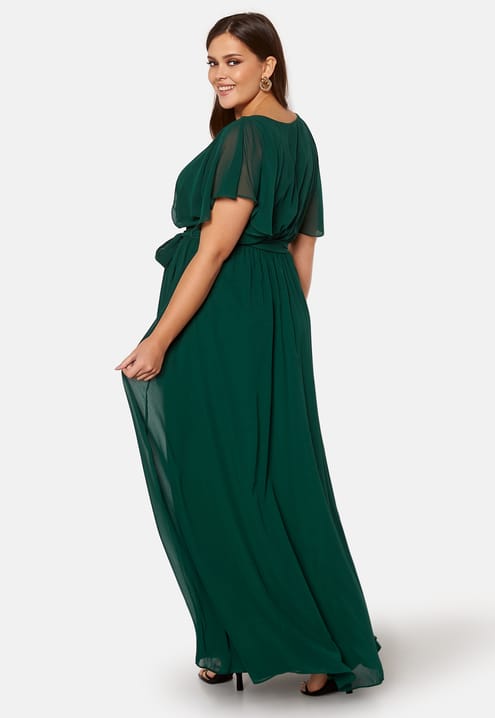 Goddiva Curve Flutter Sleeve Chiffon Maxi Curve Dress