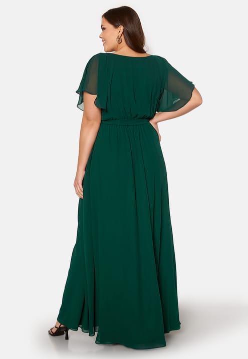 Goddiva Curve Flutter Sleeve Chiffon Maxi Curve Dress