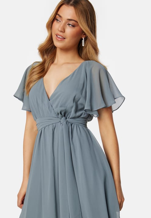 Goddiva Flutter Chiffon Midi Dress