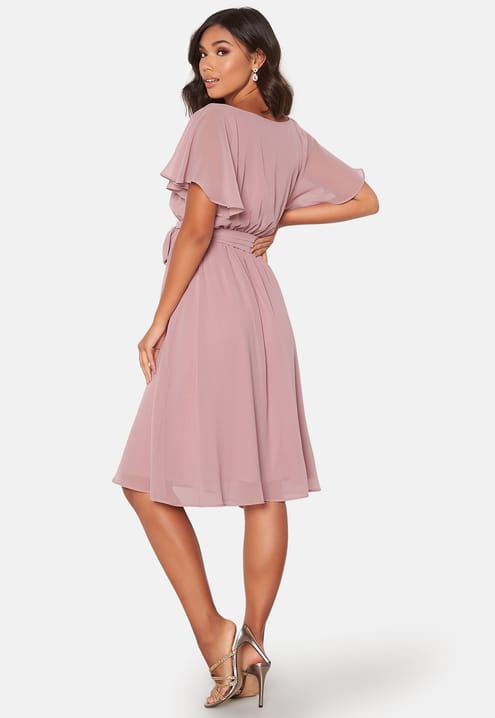 Goddiva Flutter Chiffon Midi Dress