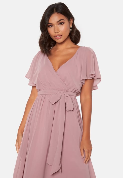 Goddiva Flutter Chiffon Midi Dress