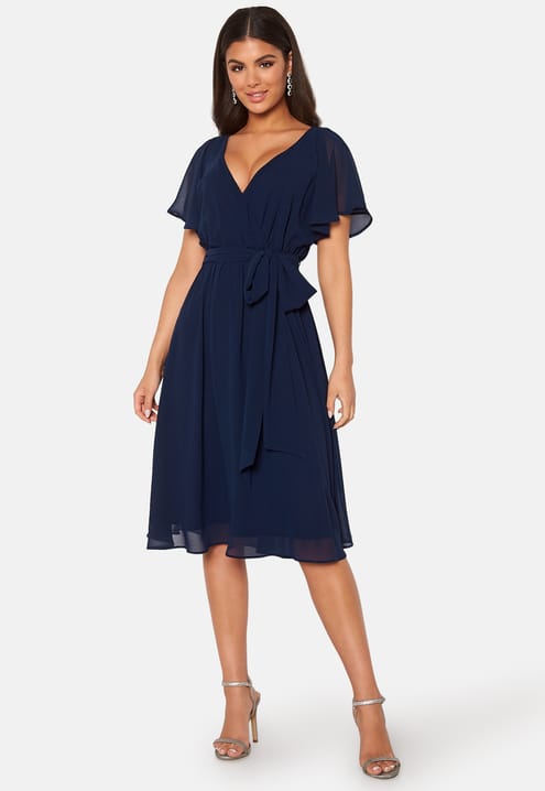 Goddiva Flutter Chiffon Midi Dress