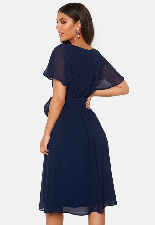 Goddiva Flutter Chiffon Midi Dress
