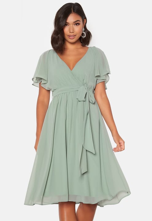 Goddiva Flutter Chiffon Midi Dress
