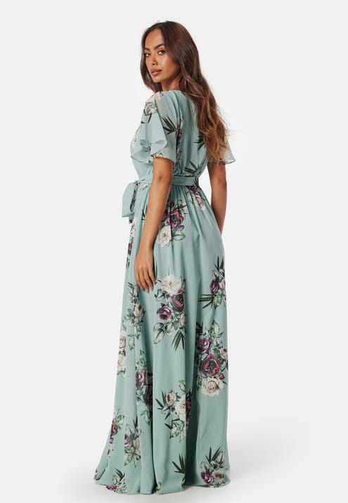 Goddiva Flutter Floral Maxi Dress