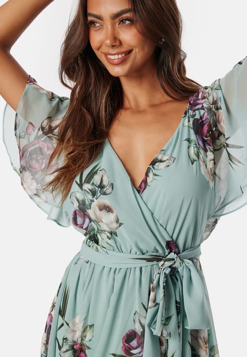 Goddiva Flutter Floral Maxi Dress