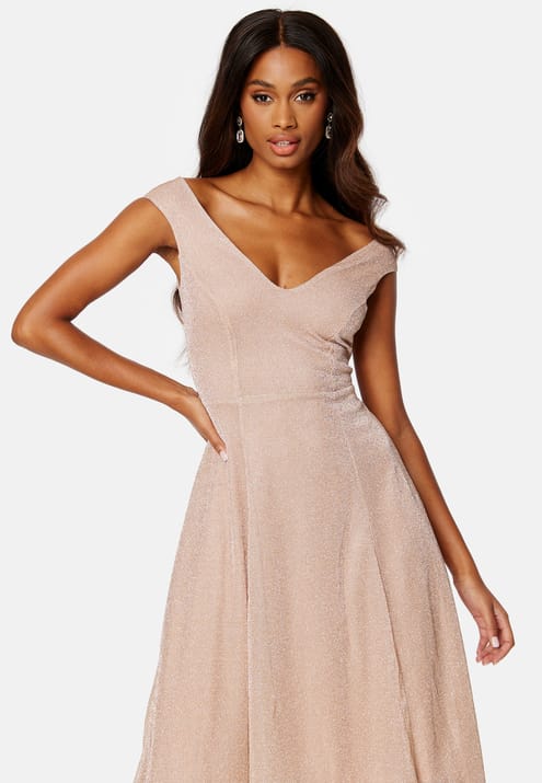 Goddiva Glitter High Low Midi Dress
