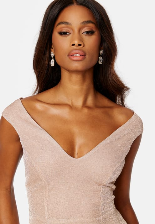 Goddiva Glitter High Low Midi Dress