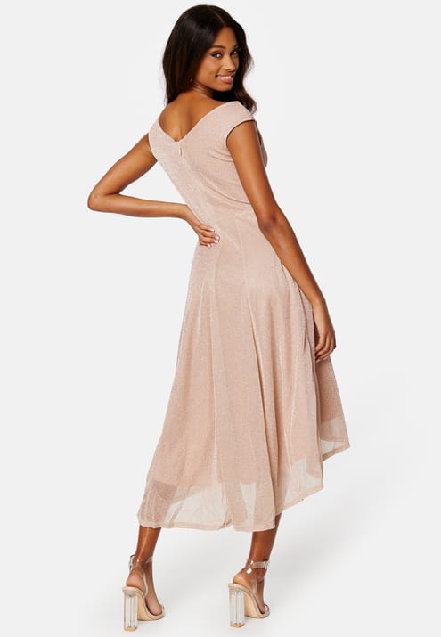 Goddiva Glitter High Low Midi Dress