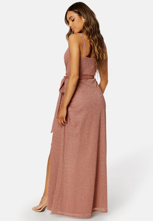 Goddiva Glitter Wrap Front Maxi Dress