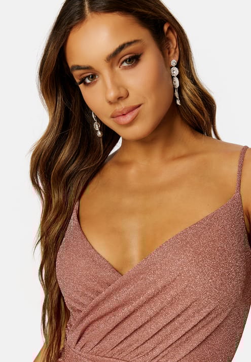 Goddiva Glitter Wrap Front Maxi Dress