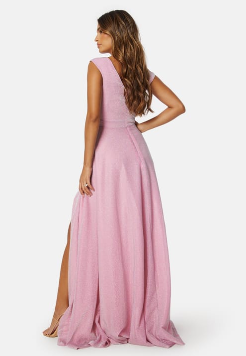 Goddiva Glitter Wrap Maxi Dress