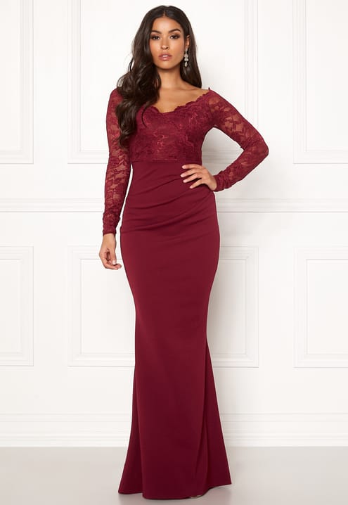 Goddiva Lace Trim Maxi Dress