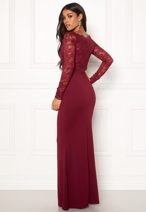 Goddiva Lace Trim Maxi Dress