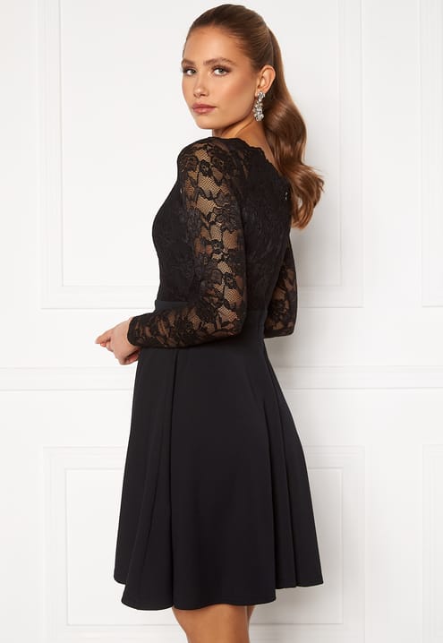 Goddiva Long Sleeve Lace Skater Dress