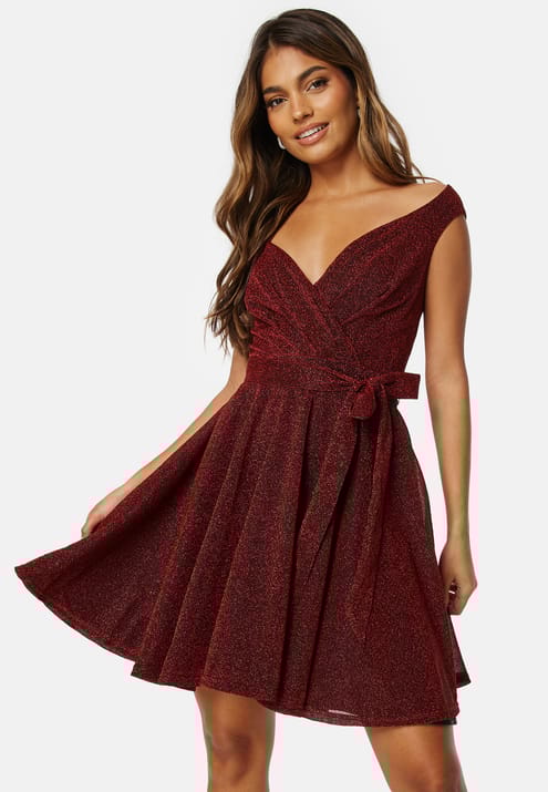 Goddiva Lurex Skater Dress