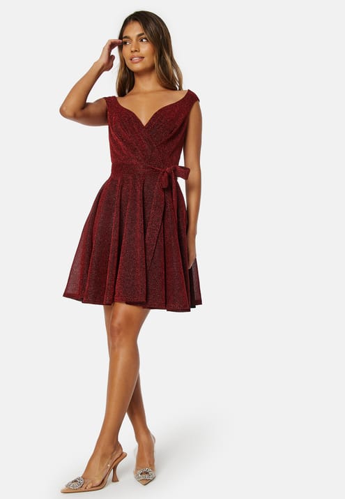 Goddiva Lurex Skater Dress