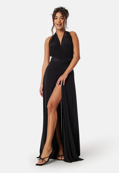 Goddiva Multi Tie Maxi Dress Split
