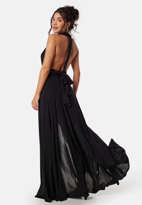 Goddiva Multi Tie Maxi Dress Split