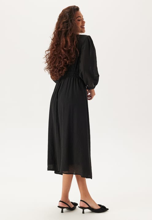 Happy Holly Balloon Sleeve Structured Midi Dress