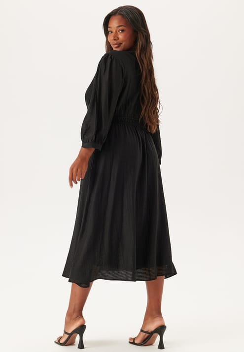 Happy Holly Balloon Sleeve Structured Midi Dress
