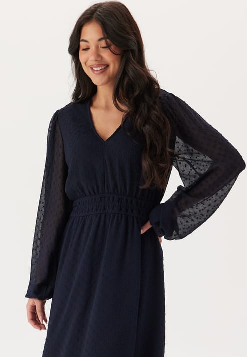 Happy Holly Dobby Dot Smock Midi Dress