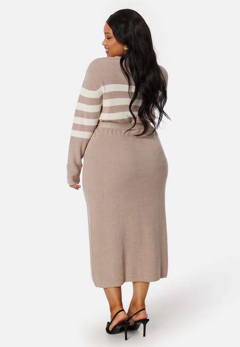 Happy Holly Striped O-neck  Knitted Dress