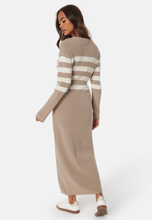Happy Holly Striped O-neck  Knitted Dress