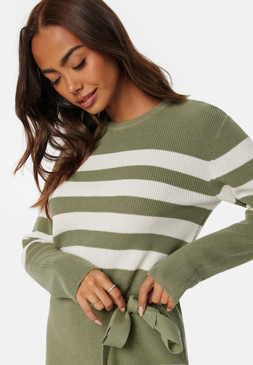 Happy Holly Striped O-neck  Knitted Dress