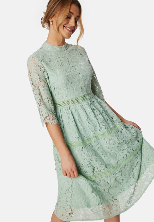 Happy Holly High Neck Lace Dress