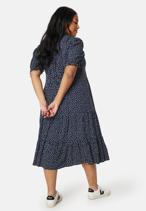Happy Holly Puff Sleeve Viscose Midi Dress