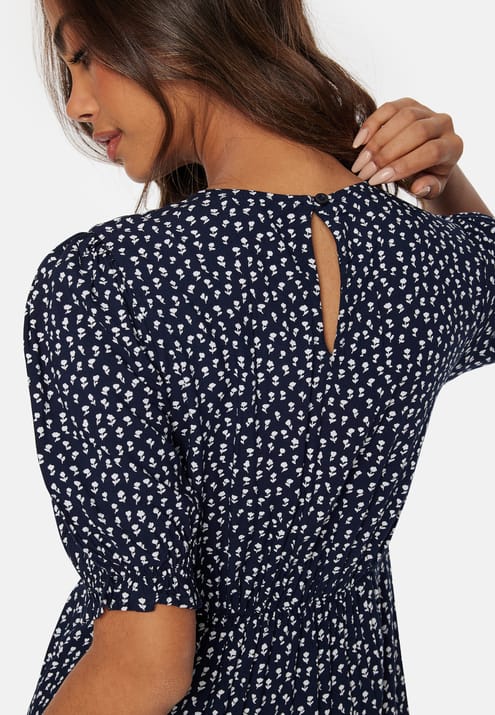 Happy Holly Puff Sleeve Viscose Midi Dress