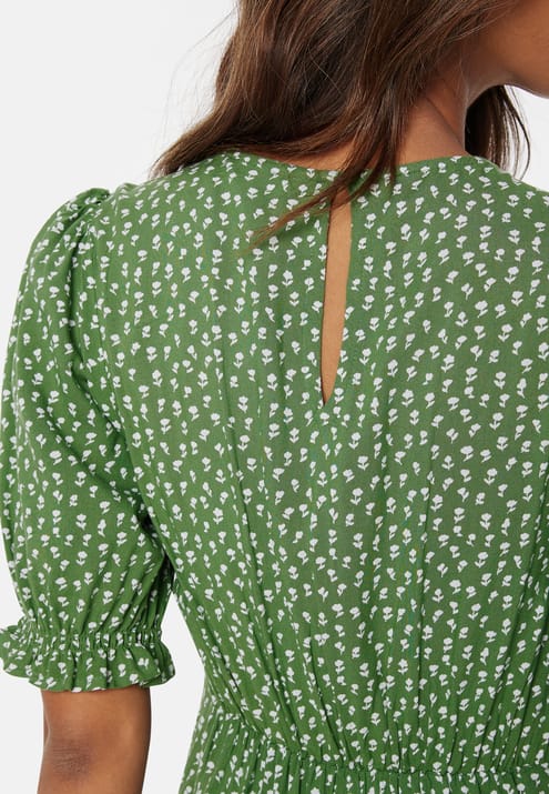 Happy Holly Puff Sleeve Viscose Midi Dress