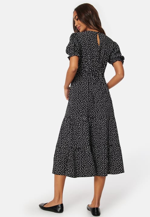 Happy Holly Puff Sleeve Viscose Midi Dress