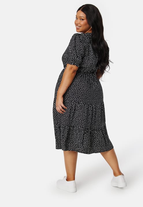Happy Holly Puff Sleeve Viscose Midi Dress