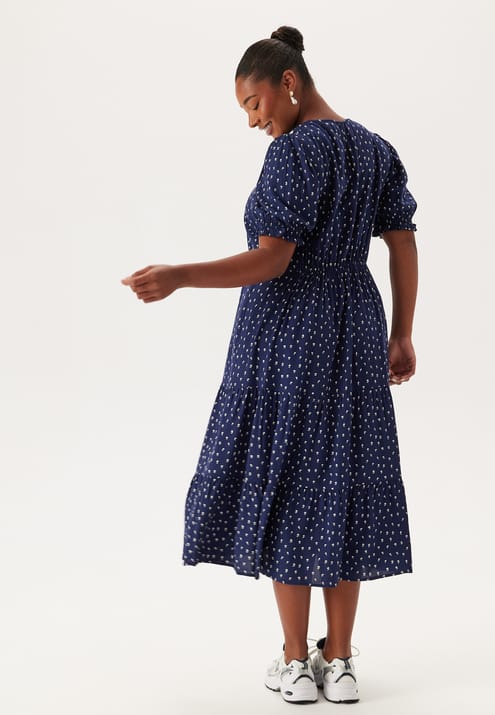 Happy Holly Puff Sleeve Viscose Midi Dress