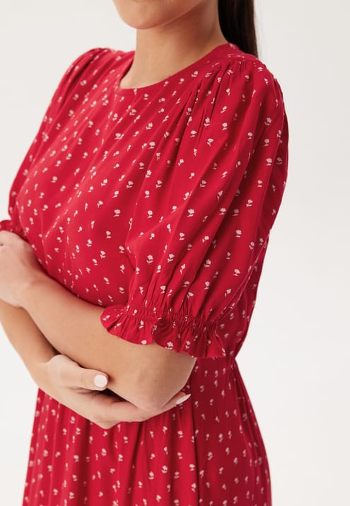 Happy Holly Puff Sleeve Viscose Midi Dress