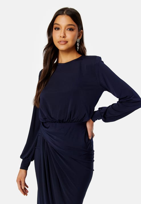 John Zack Balloon Sleeve Rouch Dress