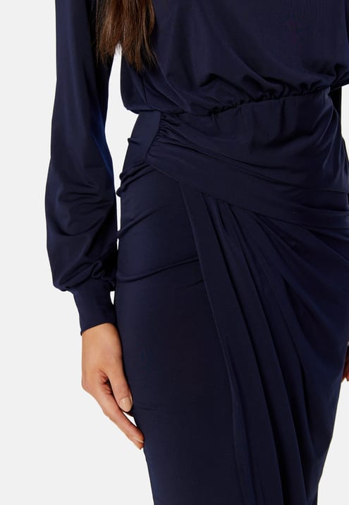 John Zack Balloon Sleeve Rouch Dress