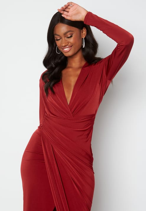 John Zack Long Sleeve Rouch Dress