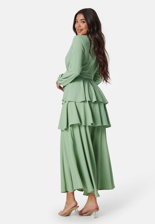 John Zack Long Sleeve Tiered Maxi Dress