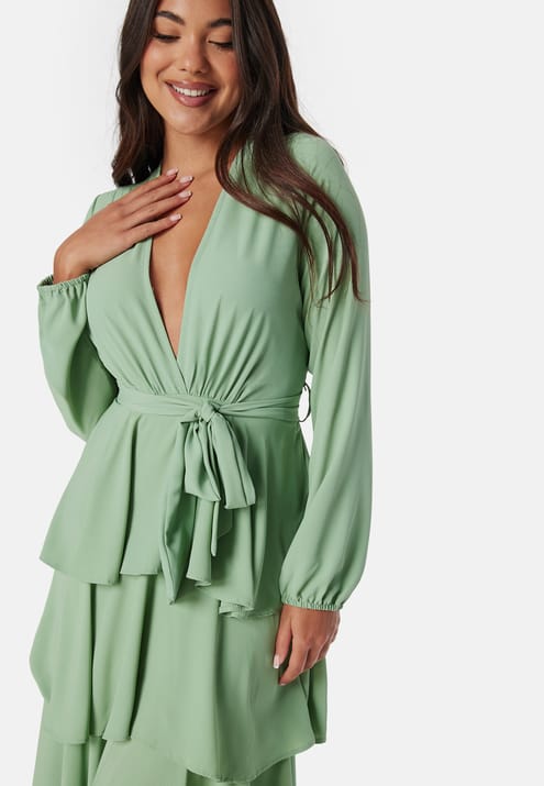 John Zack Long Sleeve Tiered Maxi Dress