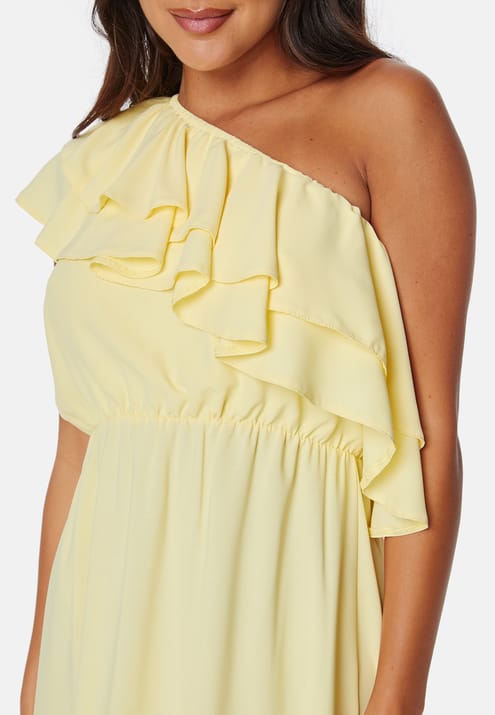John Zack One Shoulder Ruffle Maxi Dress