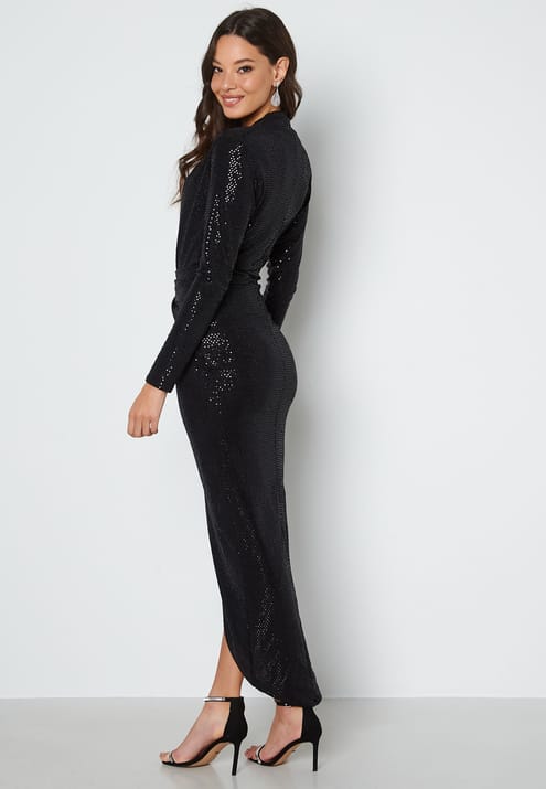 John Zack Sequin Rouch Maxi Dress