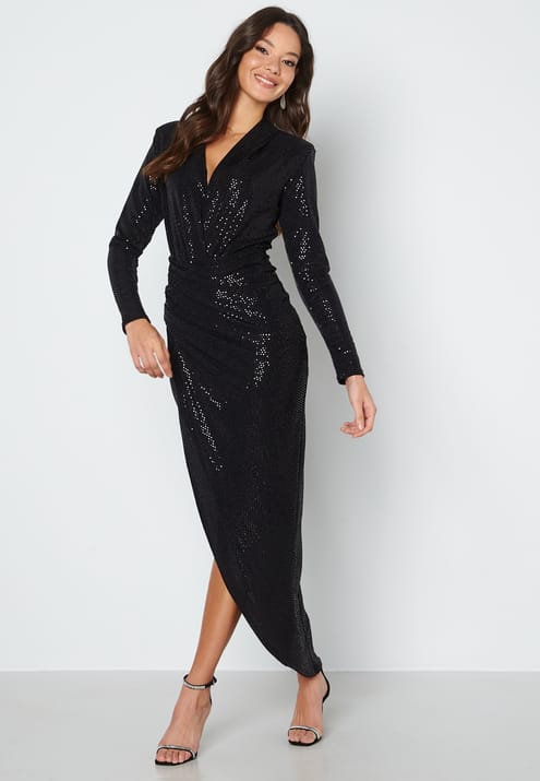 John Zack Sequin Rouch Maxi Dress