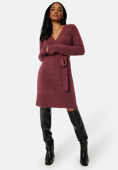 Pieces Ellen LS Wrap Knit Dress